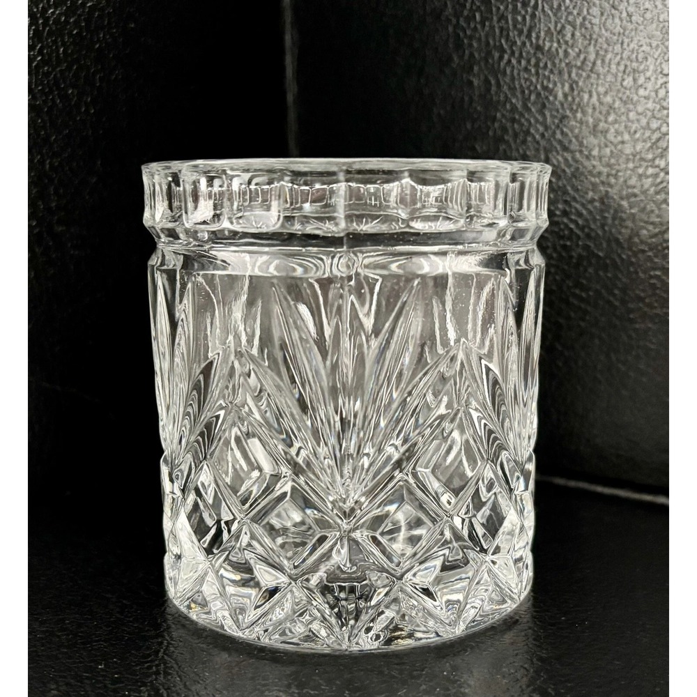 Cut‎ Glass Feathered Pinwheel Lattice Pattern Spooner Vase
